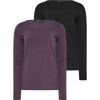 Lts Tall 2 Pack Purple & Black Square Neck Tops 18 Lts | Tall Women's Long Sleeve Tops