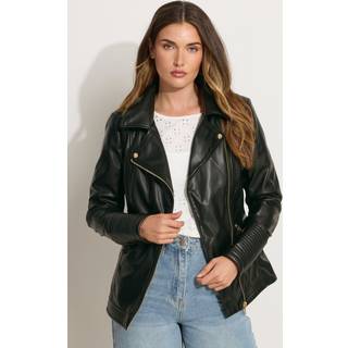 Lts Tall Black Faux Leather Biker Jacket 16 Lts | Tall Women's Biker Jackets