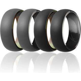 Silikone vielsesring-Duo-samling Dome-stil-Set af ROQ for m?nd-12 mm camo-sort sort camo-sort camo-gr? sort camo-gr?