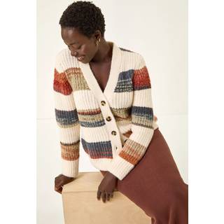 Roman Roman White Stripe Buttoned Knit Cardigan