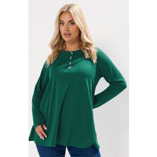 Yours Curve Yours Curve Green Pointelle Henley Swing Top