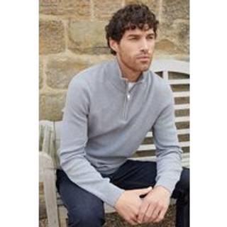 Threadbare Threadbare Grey Cotton Blend Knitted Quarter Zip Jumper