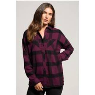 Lts Tall Burgundy Red Cotton Check Oversized Shirt 22-24 Lts | Tall Women's Shirts & Blouses