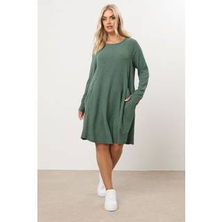 Yours Curve Yours Curve Green Textured Drape Pocket Dress
