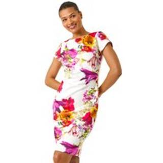 Roman Roman White Floral Scuba Shift Dress