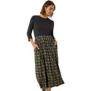 Roman Midi-kjole med stræk og romersk abstrakt tryk - EU 44 (UK 16)