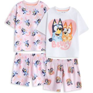 Vanilla Underground Vanilla Underground Pink Bluey Girls Multicoloured Multi Character Multi-Pack of 2 Short Sleeve Short Leg Pyjama Set