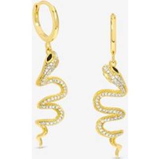 Inicio Inicio Gold Tone Snake Spiral Drop Hoop Earrings