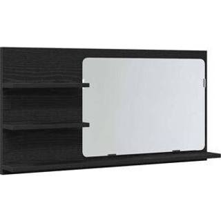 spejlskab til badeværelset sort egetræ 90x11x45 cm konstrueret træ