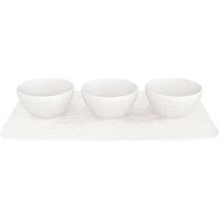 Villeroy & Boch Manufacture Rock dipskål 3 stk. med bakke Blanc
