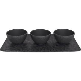 Villeroy & Boch Manufacture Rock dipskål 3 stk. med bakke Sort