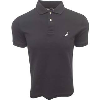Nautica m?nds slanke fit kort?rmet solid bl?d bomuldspolo -shirt (medium sort)