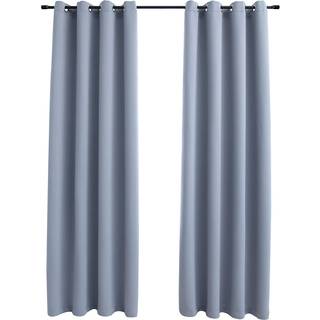 mørklægningsgardiner 2 stk. med metalringe 140 x 245 cm grå