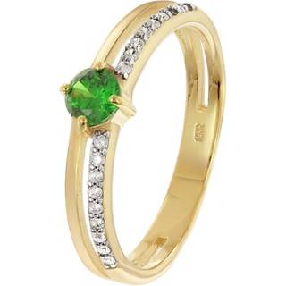 trendor 68816 Damenring Gold 333/8K mit synthetischem Smaragd und Zirkonias