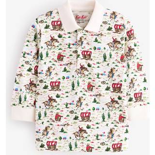 Next Ecru White Cath Kidston 100% Cotton Long Sleeve Polo Shirt (3mths-7yrs) - 3-4 Yrs