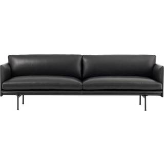 Muuto Outline Sofa 3-Seater Refine Leather Black & Black