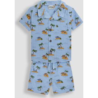 Jojo Maman Bébé JoJo Maman Bébé Blue Dino Island 2-Piece Printed Shirt & Shorts Set