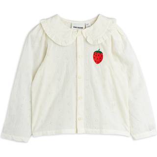 Mini Rodini GOTS Strawberry Emb-bluse  White 116/122 cm  Hvid  116/122 cm  kvinde