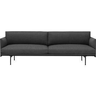 Muuto Outline Sofa 3-pers Sort Aluminium / Remix 163 - 3 personers sofaer Ny Uld Mørkegrå - 27028-163