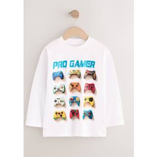 Next Afslappet pasform med grafisk Tryk Langærmet bomulds-T-shirt (3-16år)