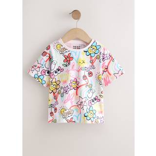 Next White Doodle Print Girls Short Sleeve T-Shirt (3mths-7yrs)