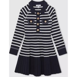 Reiss Reiss Navy/White Sapna 3-9 yrs Button-Detail Stripe Knitted Dress