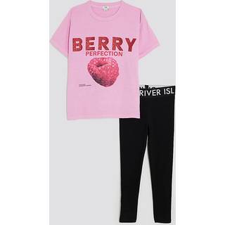 River Island River Island Pink Girls Kickflare Top & Joggers Set