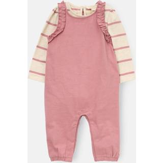 Angel & Rocket Angel & Rocket Pink Mila Frill Shoulder Dungaree And Print Bodysuit