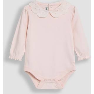 Jojo Maman Bébé JoJo Maman Bébé Pink Broderie Collar Long Sleeve Bodysuit
