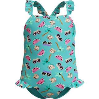 Infant Girls Learn to Swim Frill Thinstrap Swimsuit Turquoise