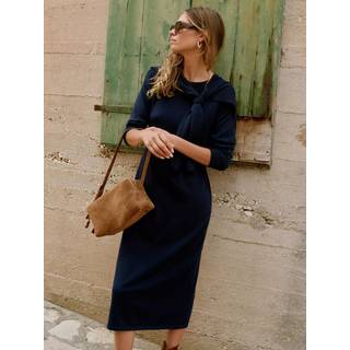 Mint Velvet Mint Velvet Blue Navy Knit Scarf Midi Dress - Small