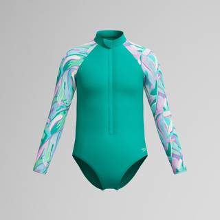 Girls Long Sleeve Swimsuit Turquoise