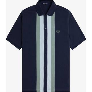 Fred Perry Panelled Button Through Polo Dark Airfo