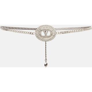 Valentino VLogo crystal-embellished chain belt - silver - 90CM