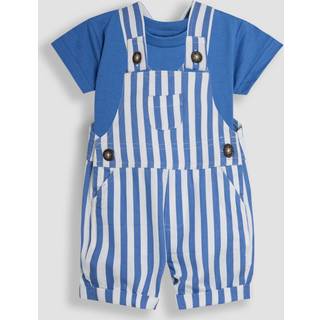 Jojo Maman Bébé JoJo Maman Bébé Blue 2-Piece Stripe Dungarees & T-Shirt Set