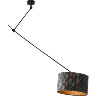 Pendellampe sort med fløjlsskærm bladdesign med guldinteriør 40/40/40 - Blitz