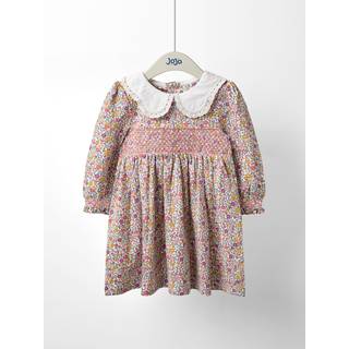 Jojo Maman Bébé JoJo Maman Bébé Mustard Yellow Autumn Ditsy Floral Smocked Jersey Dress - 68-80cm (6-12 Months)