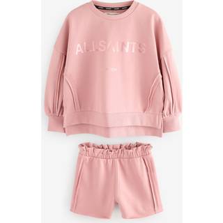 smALLSAINTS smALLSAINTS Mid Pink Girls Oversized Logo Sweatshirt and Shorts Set