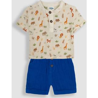 Jojo Maman Bébé JoJo Maman Bébé Ecru Safari Friends 2-Piece Cheesecloth T-Shirt & Shorts Set