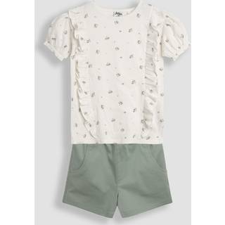 Jojo Maman Bébé JoJo Maman Bébé Khaki Green Floral 2-Piece Floral T-Shirt & Shorts Set