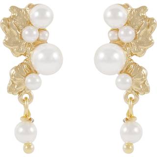 Snö Of Sweden Line Earring Gold/White Onesize
