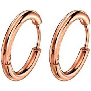 (Rose Gold - 14 mm) Unisex bøjle øreringe Guld Sølv Farverige runde øreringe til mænd og kvinder