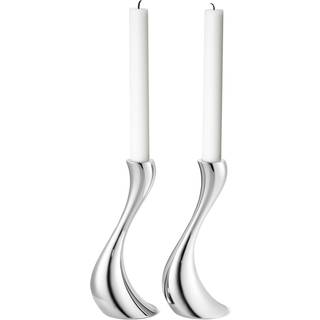 Georg Jensen Cobra Lysestage 2-pakk 20 Cm - Lysestager Rustfrit Stål Silver - 3586579