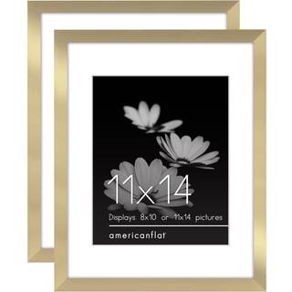 AMERICANFLAT 11X14 Billedramme med poleret plexiglass - S?t med 2 - Brug som 8x10 ramme med Mat eller 11x14 ramme uden Mat - Galleria Collection