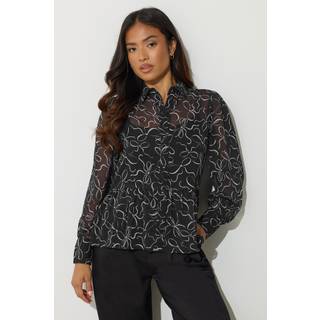 PixieGirl Petite PixieGirl Petite Peplum Chiffonbluse med Sløjfe