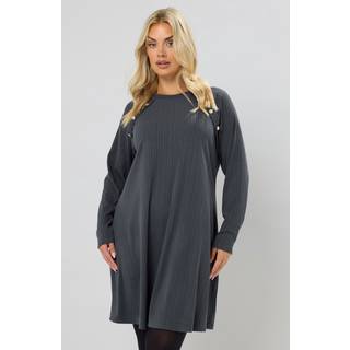 Yours Curve Yours Curve Grey Military Varigated Ribbed Tunic Dress - 46