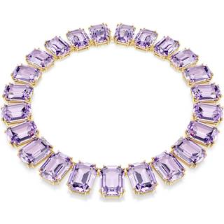 Millenia Halskette, Übergroße Kristalle, Oktagon-Schliff, Violett, Goldlegierungsschicht