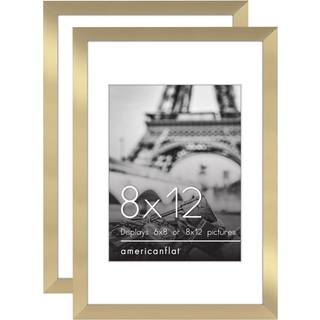 AmericanFlat 8x12 Billedramme med poleret plexiglas - S?t med 2 - Brug som 6x8 ramme med Mat eller 8x12 ramme uden Mat - Galleria Collection - Ga