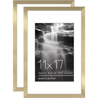 AMERICANFLAT 11X17 Billedramme med poleret plexiglass - S?t med 2 - Brug som 8x12 ramme med Mat eller 11x17 ramme uden Mat - Galleria Collection
