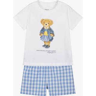 Polo Ralph Lauren Polo Ralph Lauren Blue Logo Bear Graphic Print Short Sleeve & Woven Short Pyjamas Set 2 Piece